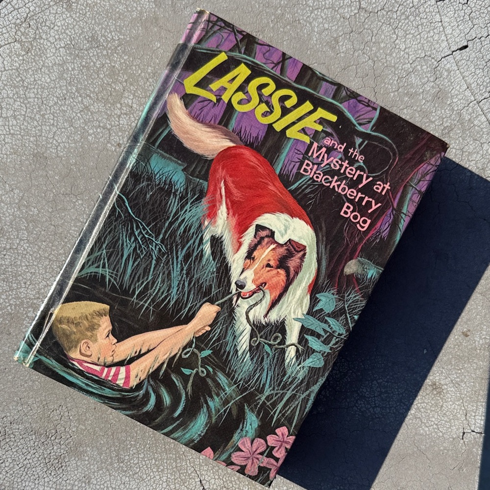 LASSIE MYSTERY AT BLACKBERRY BOG HARDCOVER Book WHITMAN illustrated Vintage 1956